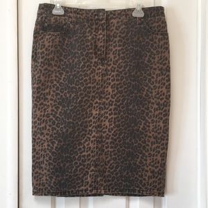 Cheetah Print Denim Pencil Skirt